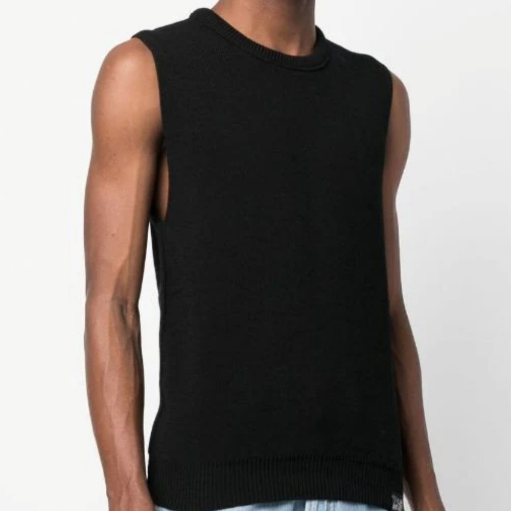 MARTINE ROSE Crew Neck Knitted Vest with Signature Label